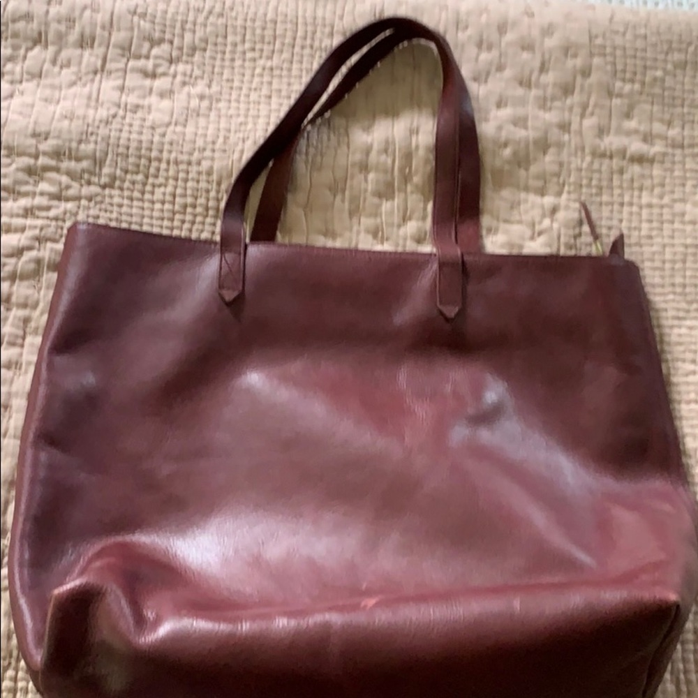 Burgundy Leather Madewell Tote